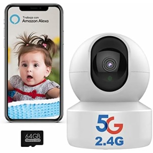 WiFi Camera Indoor Security Camera 2K 5GHz & 2.4GHz 360°Wireless WiFi Cameras for Baby/Elder/Dog/Pet Motion Detection, Audible Alarm, Easy Installation, Compatible with Alexa