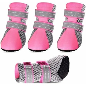 4 Pieces/Set Pet Dog Shoes Transport Wearable Pet Rubber Sole Dog Boots for Small and Medium Dogs (Color : A, Size : Size 4)