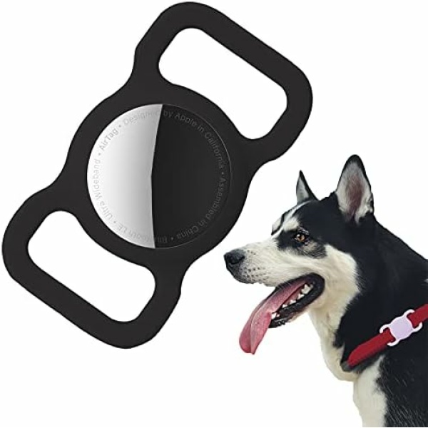 Protective Case Compatible for Airtag GPS Tracker, Fit for Dog Cat Collar Accessories Pet Loop Holder, Silicone Protective Case for air tag Lightweight Soft Anti Scratch Anti Lost(Black 1Pack)