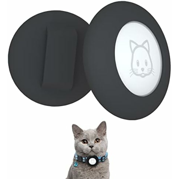2022 Airtag Cat Collar Holder, Small Air tag Cat Collar Holder Compatible with Apple Airtag GPS Tracker, 2Pack Waterproof Case Cover for Cat Dog Pet Collar Within 3/8 inch (2 Black)