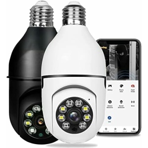 2PCS Baby Monitor, Security Camera,Wireless WiFi Pet-Cameras-Monitors, Full-HD 1080P, IR Night Vision, Two-Way Audio, 360-degree Motion & Sound Detection Alarm, Home Surveillance Cameras (White+Black)