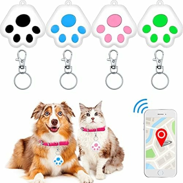 4 Pieces Tracker for Dogs Kids Bluetooth Tracker Key Finders Dog Bluetooth Tracker Anti Lost Alarm Reminder Tracking Tags Bluetooth Tracker Compatible with Bluetooth for Kids Pets Cats Dogs Backpacks