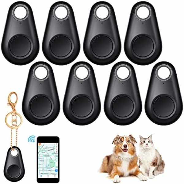 8 Pack Portable GPS Tracking Mobile Tracking Smart Anti Loss Device Waterproof Key Finder Locator Smart Finders Tracker Device for Kids Dog Pet Cat Wallet Keychain Luggage, Alarm Reminder, App Control