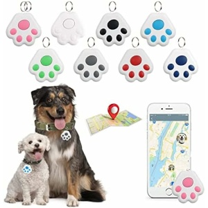 8 Pcs 2023 New Mini Dog Paw GPS Tracking Device, Portable Bluetooth Intelligent Anti Lost Locator for Kid Luggages Bag Wallet Key Pet Dog Cat