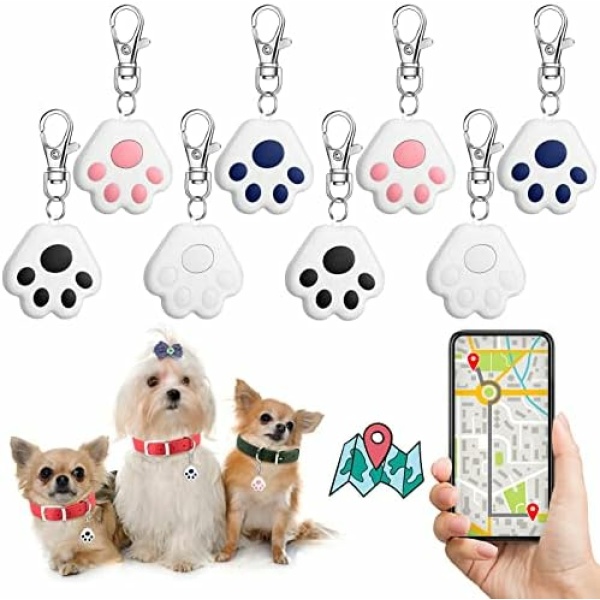 8 Pcs Smart GPS Dog Tracker Kids GPS Keychain Tracker Trackable Key Finders Cute Pet Locator Portable Tracking Devices for Kids Pets Dog Cat Collar Wallet Luggage Smart Phone