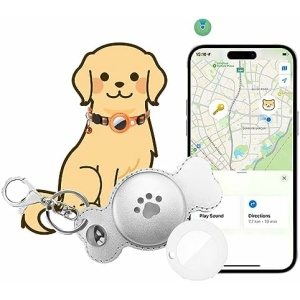 AMAMIA GPS Tracker for Dogs,Waterproof Location GPS Tracking Key for Cat(Only iOS), Real-Time GPS with Alarm Function Tracker for Pet,for Dogs Cats Pets, Dog Tracker tag with 1 Pcs Collar.