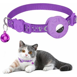 Airtag Cat Collar, Noble Refective Collar for Cat with Safety Buckle and Waterproof Air Tag Holder in 3/8" Width, Cat Airtag Collar, Cat GPS Tracker Collar Compatible with Apple Airtag for Cat Kitten