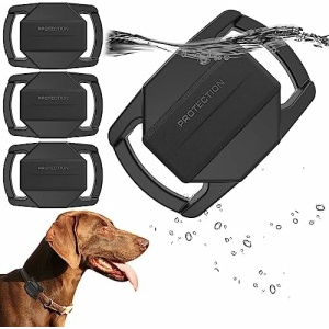 Airtag Dog Collar Holder - Full-Body Cover IPX8 Waterproof Durable Anti-Lost Loop Holder Air Tag Tracker Protective Case for Pet Cat & Dog Collars/Backpack/Bags/Harnesses/Belt (4 Pack)