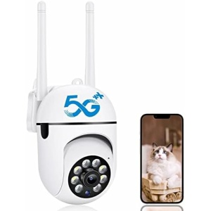 BCGCD WiFi Indoor Home Security Camera 5Ghz & 2.4Ghz Dual Band 1080P WiFi Camera, 360° Dome Camera for Home Surveillance, Pets Camera Monitor, Smart Motion Detection and Alarm