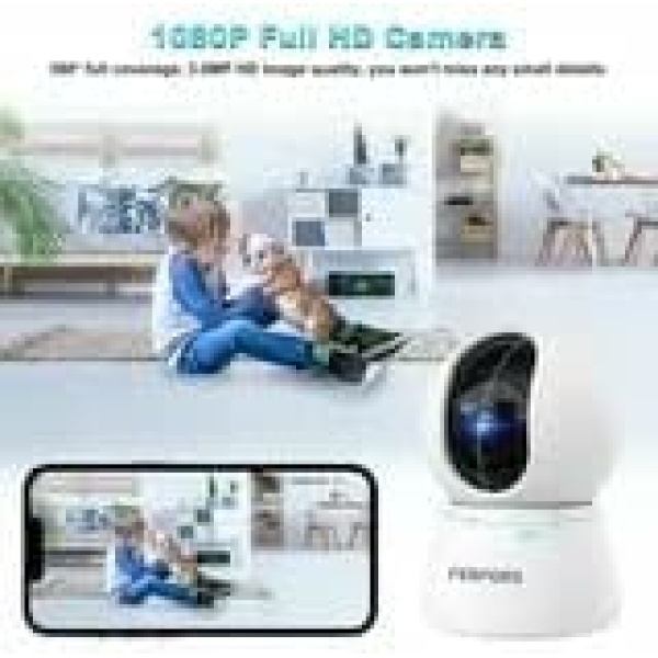 Baby Monitor Security Camera, WiFi Indoor Camera, 360-Degree Smart 1080P Pet Camera for Home Security and Nanny Elderly with Motion Detection, Night Vision, Two-Way Audio (1)