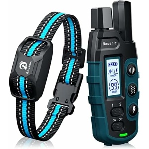 Bousnic Dog Shock Collar - 3300Ft Dog Training Collar with Remote for 5-120lbs Small Medium Large Dogs Rechargeable Waterproof e Collar with Beep (1-8), Shake(1-16), Safe Shock(1-99) Modes (Blue)
