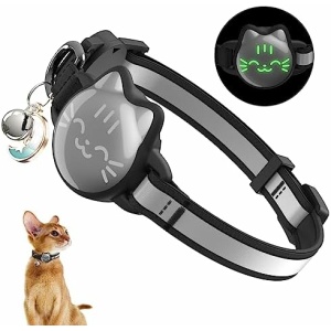 Cat Collar with Airtag Holder, Breakaway Cat Airtag Collar with Reflective Strap, Lightweight Kitten Collar for Apple Air tag, Hidden GPS Tracker Holder for Boy Girl Cats, Kittens, Puppies (9-13")