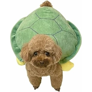 Cat Dog Turtle Shell Costume, Dog Cat Plush Costume Wearable Turtle Shell Pillow, Funny Pet Dress Up for Halloween Christmas Party (17.7 in, Green)