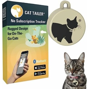 Cat Tailer Cat Tracker - Small and Lightweight Waterproof Bluetooth Pet Collar Attachment, 328 foot Range, Replaceable 6 Month Battery Life, Android/Apple iOS Compatible