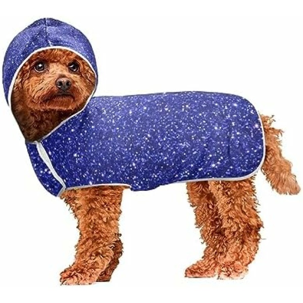 Dark Blue Glitter Dog Towel Robe for Drying Dogs Quick Drying Towel for Dogs and Cats Wearable Dog Towel