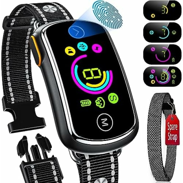 Dog Bark Collar, 2 in 1 Separate & Multiple Customized Beep Vibration Shock Mode Smart Bark Collars, Rechargeable Anti Barking Training Collar for Large Medium Small Dogs with Replacement Strap