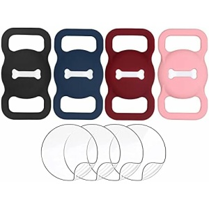 Dog Collar with Id Holder,Air Tag Holder Fixed at Dog Collar Silicone Case Cover for Pet Cat for Apple Finder Location Tracker,Bone Shape GPS Cat Tags,Pet Collar Tags
