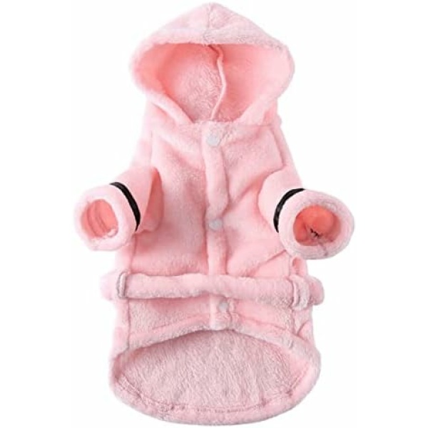 Dog Sweaters for Small Dogs Girl Under 5 Bathrobe Pet Towel Bath Clothes Hotel Nightgown Pajamas Dog Bathrobe Pet Cat Pet Clothes (Medium, Pink)