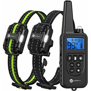 Dog Training Collar, Waterproof Dog Shock Collar with Remote for Small Medium Large Dogs, Electric Dog Collar with Beep, Vibration, Shock, Light and Keypad Lock Mode (Green Black)
