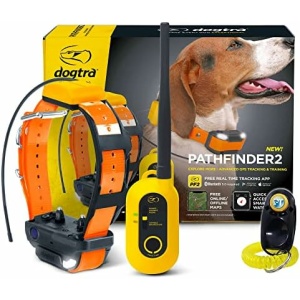 Dogtra Pathfinder 2 - Hunting Ecollar GPS Dog Training Collar with Remote, 9 Mile Range, Tracking & Containment for Medium & Large Dog Breeds, Electric GEO Fence Tracker, Stimulation, Vibration, Tone
