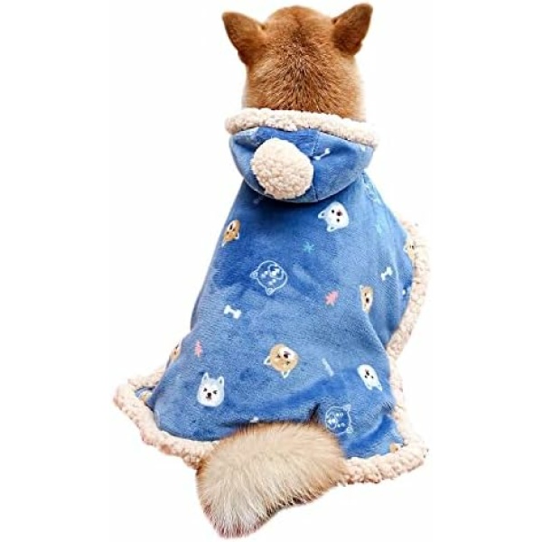 Fulvara Dog Clothes Fleece Winter Coat Warm Soft Dog Vest for Cold Weather,Flannel Blanket Throw Multi-use Pet Apparel for Small Medium Dogs & Cats (L Blue)