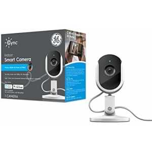 GE Lighting CYNC Smart Indoor Security Camera, Baby Monitor, Dog Camera, Night Vision, Works with Alexa and Google Home, Two-Way Audio, 1080p Resolution