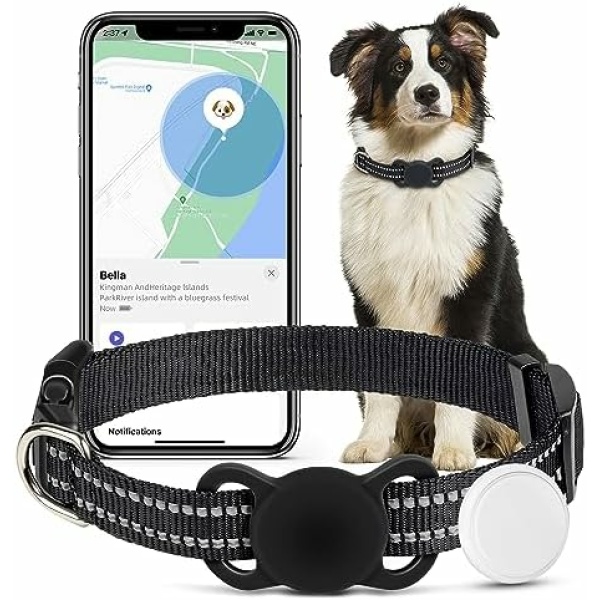 GPS Tracker for Dogs, Vebiso Location Pet Tracking Smart Collar (iOS Only), No Monthly Fee, Reflective Real-Time Dog GPS Tracker Collar for Large Medium Small Dogs