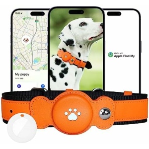 GPS Tracker for Dogs, Waterproof Location Pet Tracking Collar GPS Activity Monitor for Dogs(Only iOS), Real-Time GPS Tracking Pet Collar Device for Small Medium Large Dogs, No Monthly Fee (Orange)