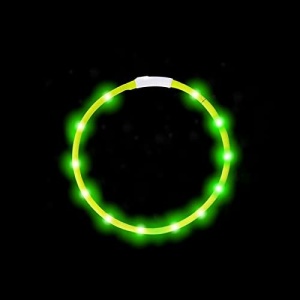 Glow Dog Collar at Night, Waterproof Dog Positioning and Activity Tracker, Can Be Cut with 3 Flash Mode Luminous Collar (45cm, Green)