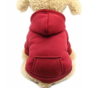 Idepet Dog Clothes Pet Dog Hoodies for Small Dogs Chihuahua Clothes Warm Coat Jacket Autumn Puppy Outfits Cat Clothing Dogs Cat Clothing (S, WineRed)