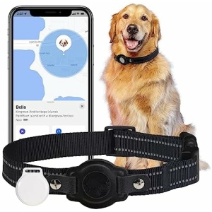 KATUCOO GPS Tracker for Dogs, Waterproof Location Pet Tracking Smart Collar (Only iOS), No Monthly Fee, Reflective Real-Time GPS Tracker Dog Collar