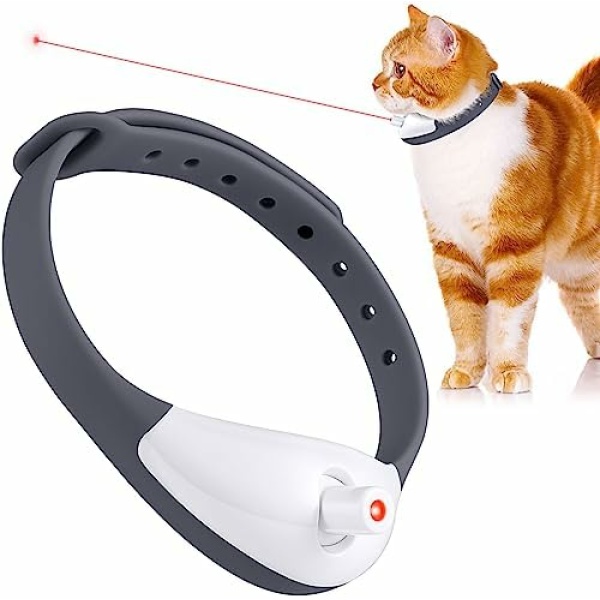 KXK Automatic Cat Laser Toys - Wearable Interactive Cat Toys for Indoor Cats Kitty Dogs, Kitten Exercise Collar Toys, Cat Enrichment, USB Rechargeable Black