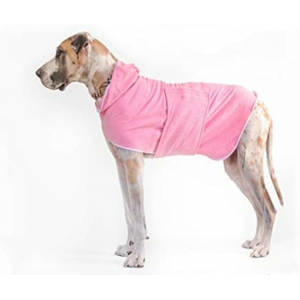 Kendall Wags Dog Hooded Bathrobe - Premium Microfiber Quick Drying Pet Towel for Swim Bath & Beach Trips. Luxury & Soft for Pets of All Breeds and Sizes