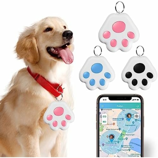 Lukern Mini GPS Tracker for Pets, Dogs, Cats, Luggage Kids, No Monthly Fee, Item Finder, Waterproof Smart Tracker, Alarm Reminder, App Control (Pink)
