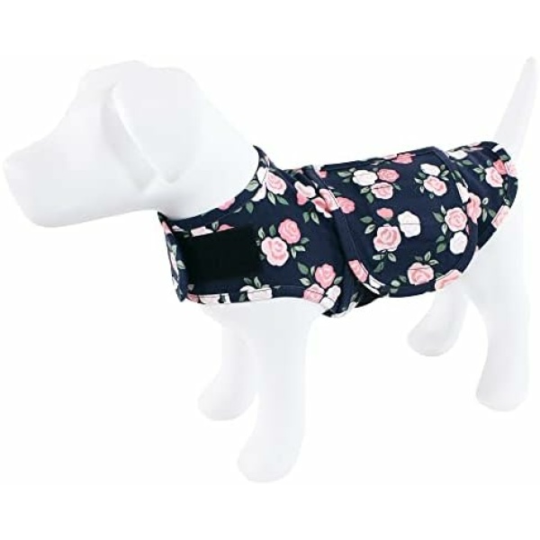 Luvable Friends Unisex Pet Thunder Anxiety Jacket, Navy Floral, Small