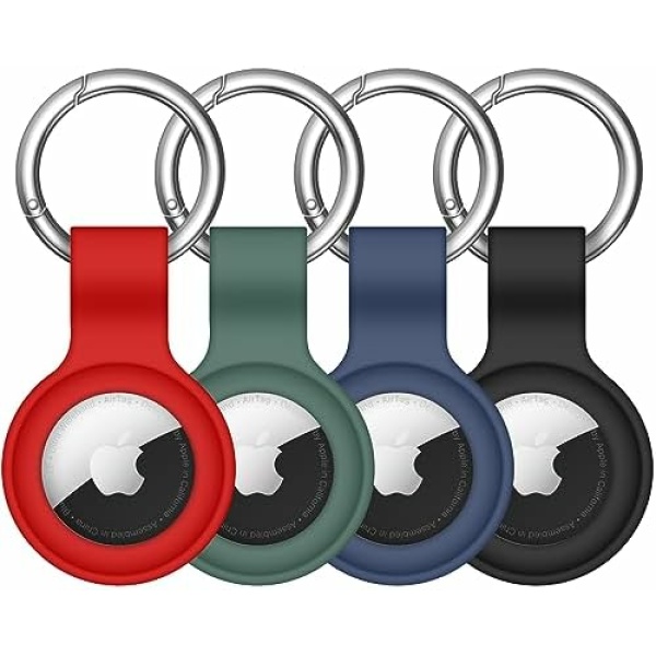 MOLOVA Airtag Keychain Silicone Air Tag Holder, [4 Pack] Protective Tracker Case with Key Ring Tags Chain, Apple Airtags Cases Cover GPS Item Finders Accessories，Multi-Colors