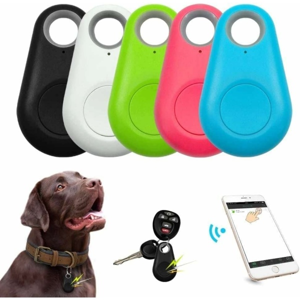 Mini Dog GPS Tracking Device, Dog Bluetooth Tracker, Portable Bluetooth Intelligent Anti-Lost Device for Bags, Pets，Wallet，Luggage and More, Key Finder, App Control (Pink)