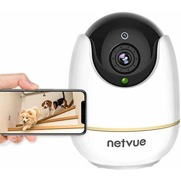 NETVUE Indoor Camera, Enhanced Security Camera with Advanced AI Skills for Pet/Baby/Nanny, 1080P FHD 2.4GHz WiFi Night Vision Home Camera, 2-Way Audio Dog Camera, Cloud Storage/TF Card, White