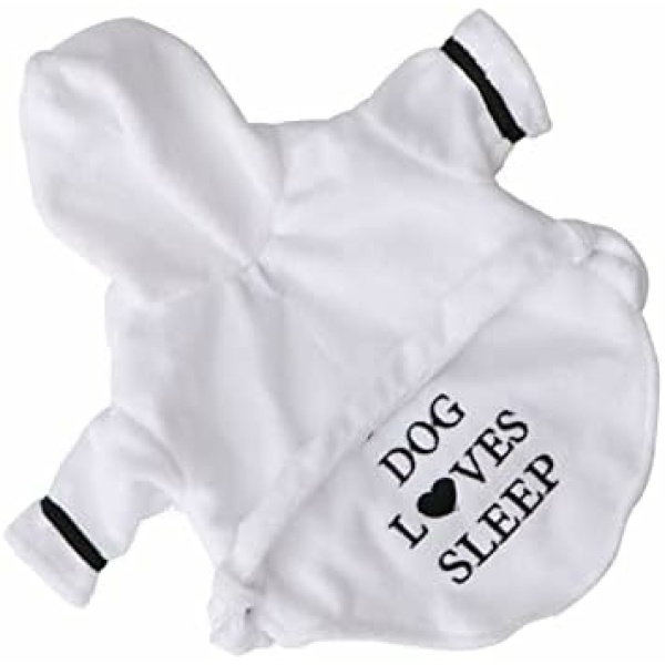 PATKAW Dog Bathrobe Fast Drying Pet Coat with Hood Soft Cotton Water Absorbent Dog Bath Towel Cat Hooded Pajama with Belt for Puppy Small Dogs Cats Size XL (White)