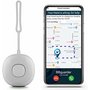 Personal Safety Alarm Keychain for Women SOS by Siren/Call/Email/SMS with GPS Location via Bluetooth BBguarder App Self Defense Protection Devices Tracker Gift for Girlfriend Wife College Teens Grey