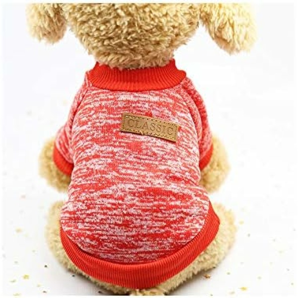 Pet Dog Classic Knitwear Sweater Pet Small Dogs Warm Winter Puppy Shirt Soft Clothing (XS, Red)
