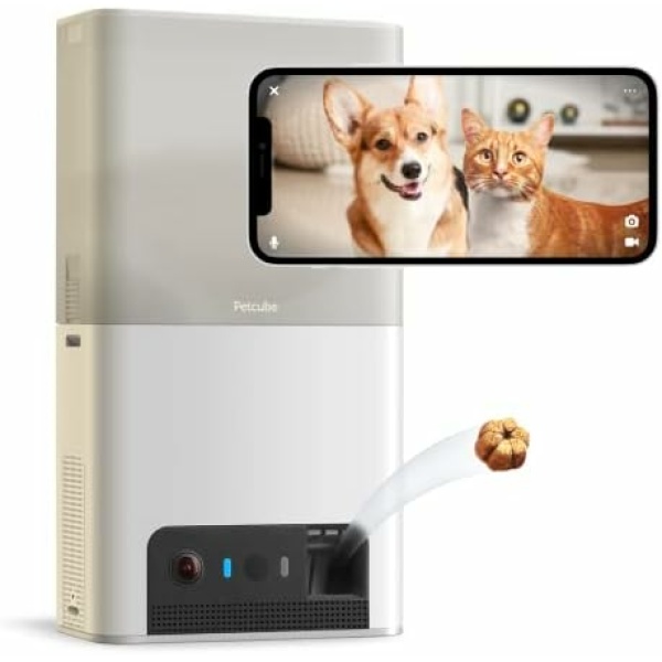Petcube Bites 2 Lite Interactive WiFi Pet Monitoring Camera with Phone App and Treat Dispenser, 1080p HD Video, Night Vision, Two-Way Audio, Sound and Motion Alerts, Cat and Dog Monitor