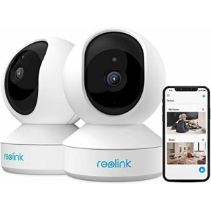REOLINK Home Security Camera System, 3MP HD Plug-in Indoor WiFi Camera, Pan Tilt Pet Camera, Baby Monitor, Night Vision, 2 Way Audio, Smart Human/Pet Detection, Local microSD Card Storage, E1(2 Pack)