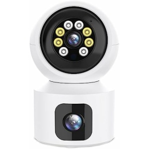 SXBCyan 8MP Dual Lens WiFi IP Home Security Camera Indoor 4K HD Dual Screen Baby Pet Monitor AI Human Detection Mini PTZ Camera Security Surveillance (Size : Camera Add 128)