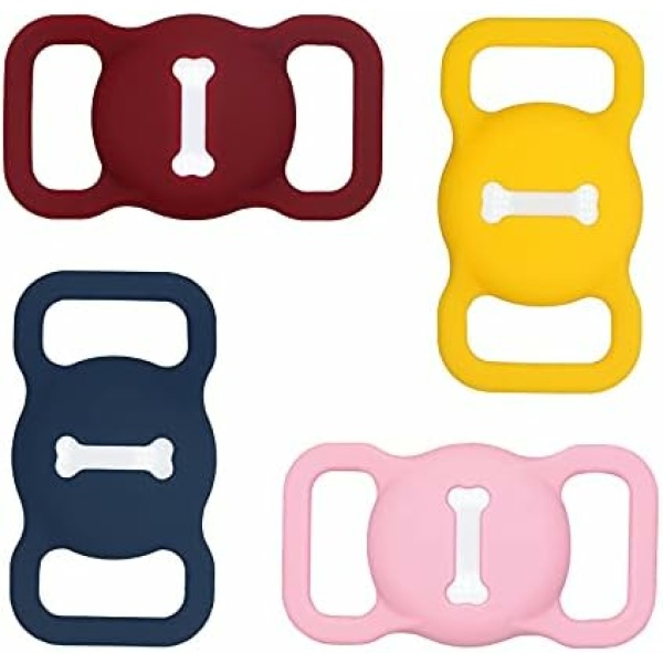 Silicone Protective Case for AirTag on Dog Collar Lightweight Soft GPS Tracker Silicone Holder Cover for Pets Cat Dog Compatible with Apple Finder Location Tracker Supplies Anti-Lost 4PCS/Pack