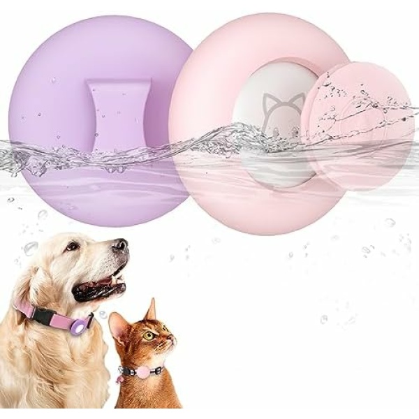 SimpleThings Waterproof Airtag Dog Collar Holder, Anti-Lost Protective Case Cover Compatible with Apple Airtag GPS Tracker, Silicone Air Tag Holder Designed for Cats Dogs Collars