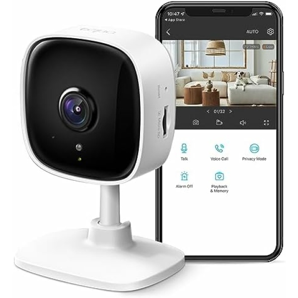 TP-Link Tapo 2K Indoor Security Camera for Baby Monitor, Dog Camera w/ Motion Detection, 2-Way Audio Siren, Night Vision, Cloud & SD Card Storage(Up to 256 GB), Works w/ Alexa & Google Home(Tapo C110)