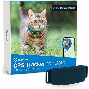 Tractive GPS Cat Tracker (9 lbs+) - Waterproof, GPS Location & Smart Activity Tracker, Unlimited Range, Works with Any Collar (Midnight Blue)