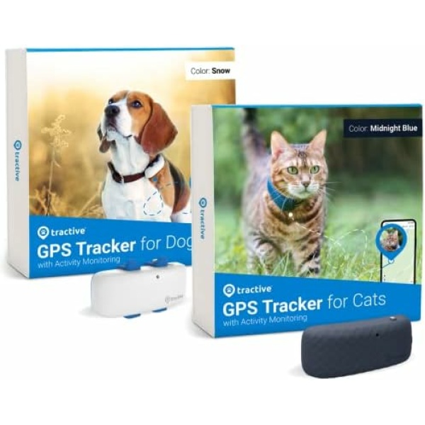 Tractive Waterproof GPS Cat & Dog Trackers - Location & Activity, Unlimited Range & Works with Any Collar (Pack of 2)