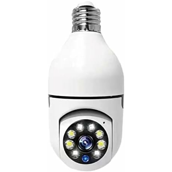 Tuelaly YH-8811Y Light Bulb Cameras for Home Security, E27 Bulb 360 Degree Panoramic Wireless Connector with WiFi, Cloud & SD Card Storage, Motion Detection for Baby and Pet Monitor White